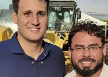 “Grato pela parceria, meu irmão”, afirmou Orleans Brandão a Dudu Diniz durante o lançamento da pavimentação de ruas em Ribamar