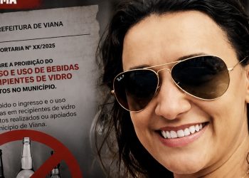 Sobrinha e secretária do prefeito de Viana aparece com garrafa de vidro e descumpre portaria editada pela própria Prefeitura